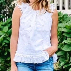 J. Crew - Eyelat Cotton Poplin Sleeveless Top